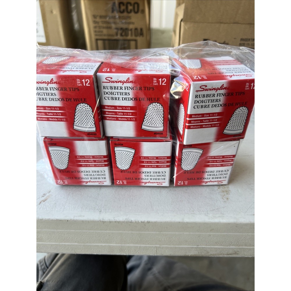 72 COUNTS (6 BOXES) Swingline RUBBER FINGER TIPS, Size 11 -1/2 , MEDIUM, (54035)